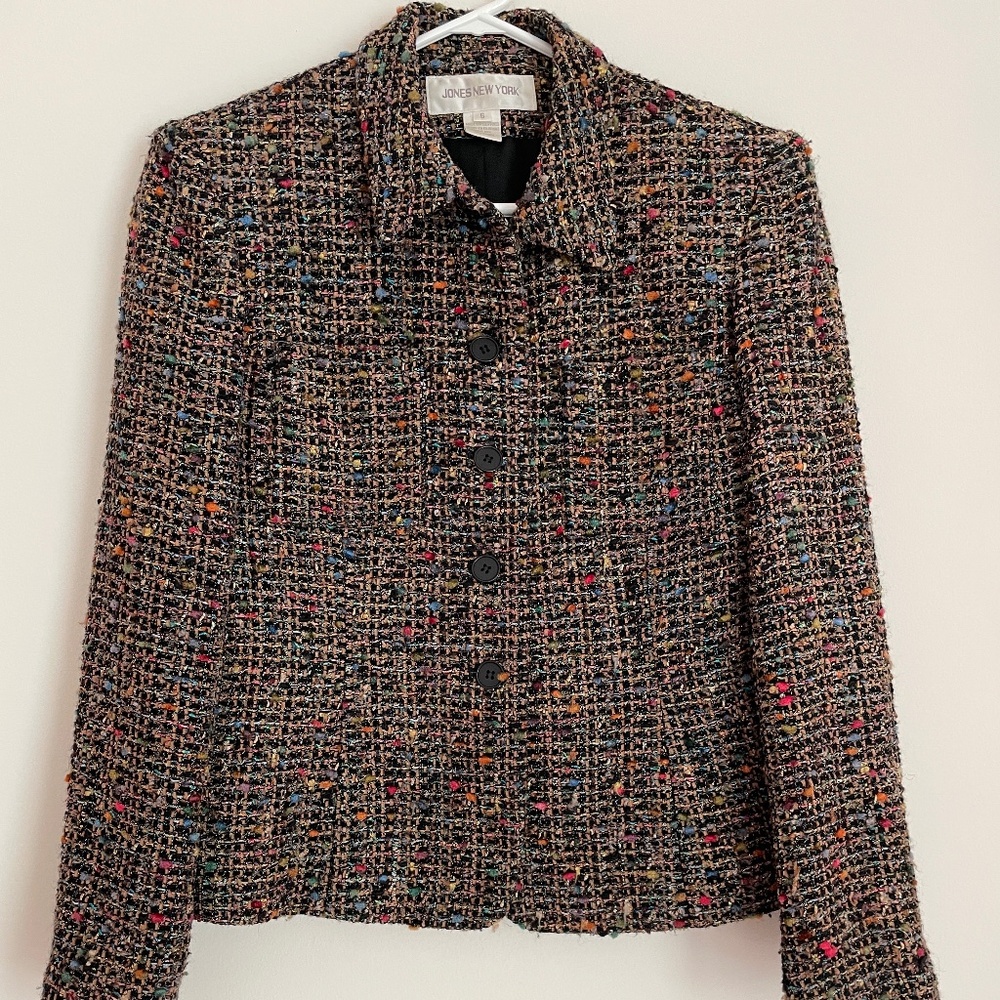 Jones New York Women's Blazer Suit Jacket Viscose/Wool Multicolor Size 6